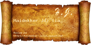Haidekker Júlia névjegykártya